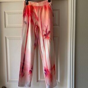 Carbon38 Tropical Palm Tree Sweatpants in Pink & Purple.  Sz Small.  NWT
